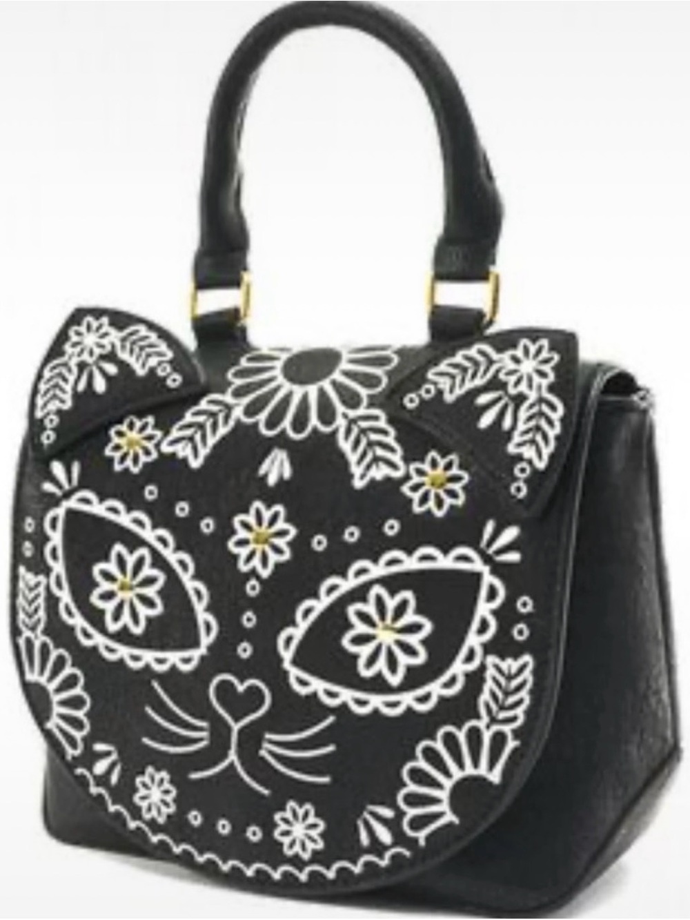 Loungefly Sugar Skull Black Kitty Cat Crossbody Purse - Picture 1 of 9